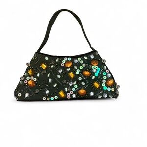 Unique Vintage green beaded Shoulder Bag